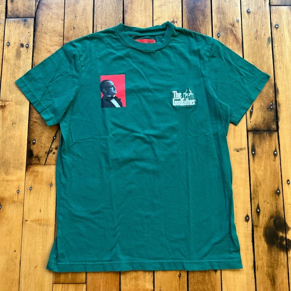The Godfather Mens Small Green Graphic T Shirt Mafia Big Print Embroidered Movie - Picture 1 of 10